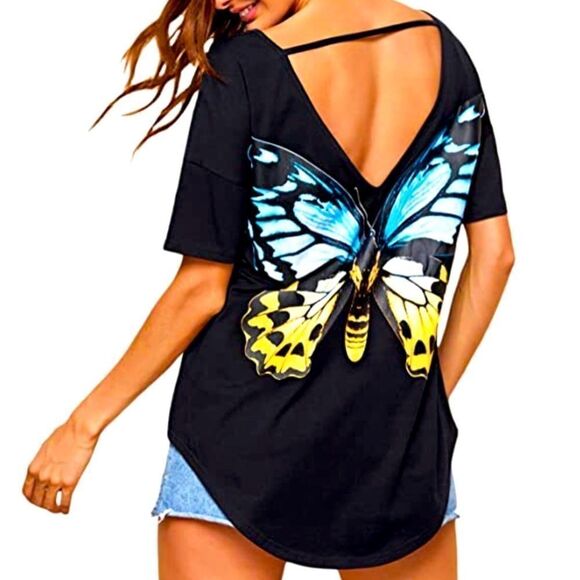 Butterfly cut out loose top vibrant - Picture 3 of 8